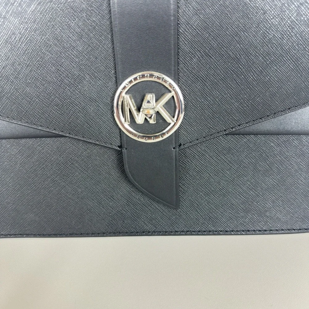 Michael‎ Kors Greenwich Medium Black Saffiano Leather Satchel Purse Handbag ONLY